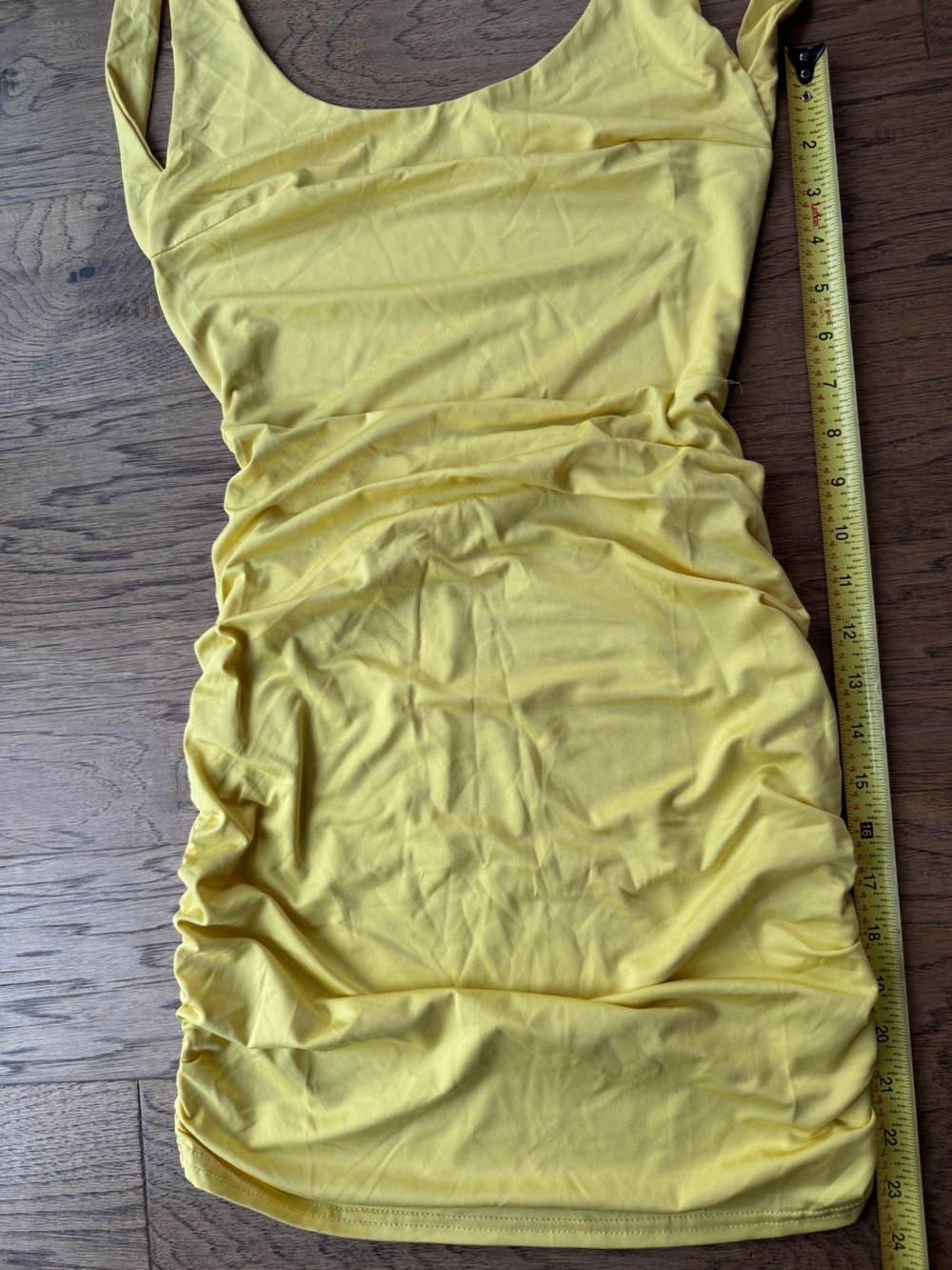 Yellow Ruched Backless Dress - Picture 4 of 5